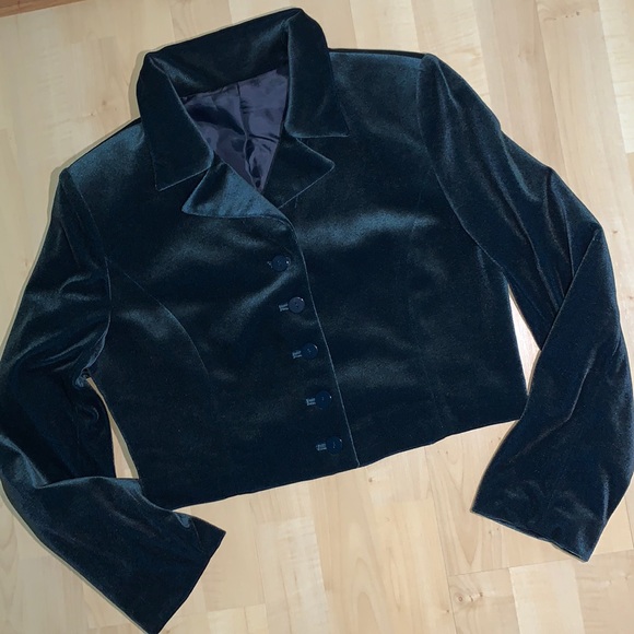 Jackets & Blazers - Iridescent Shimmer Velour Crop Blazer